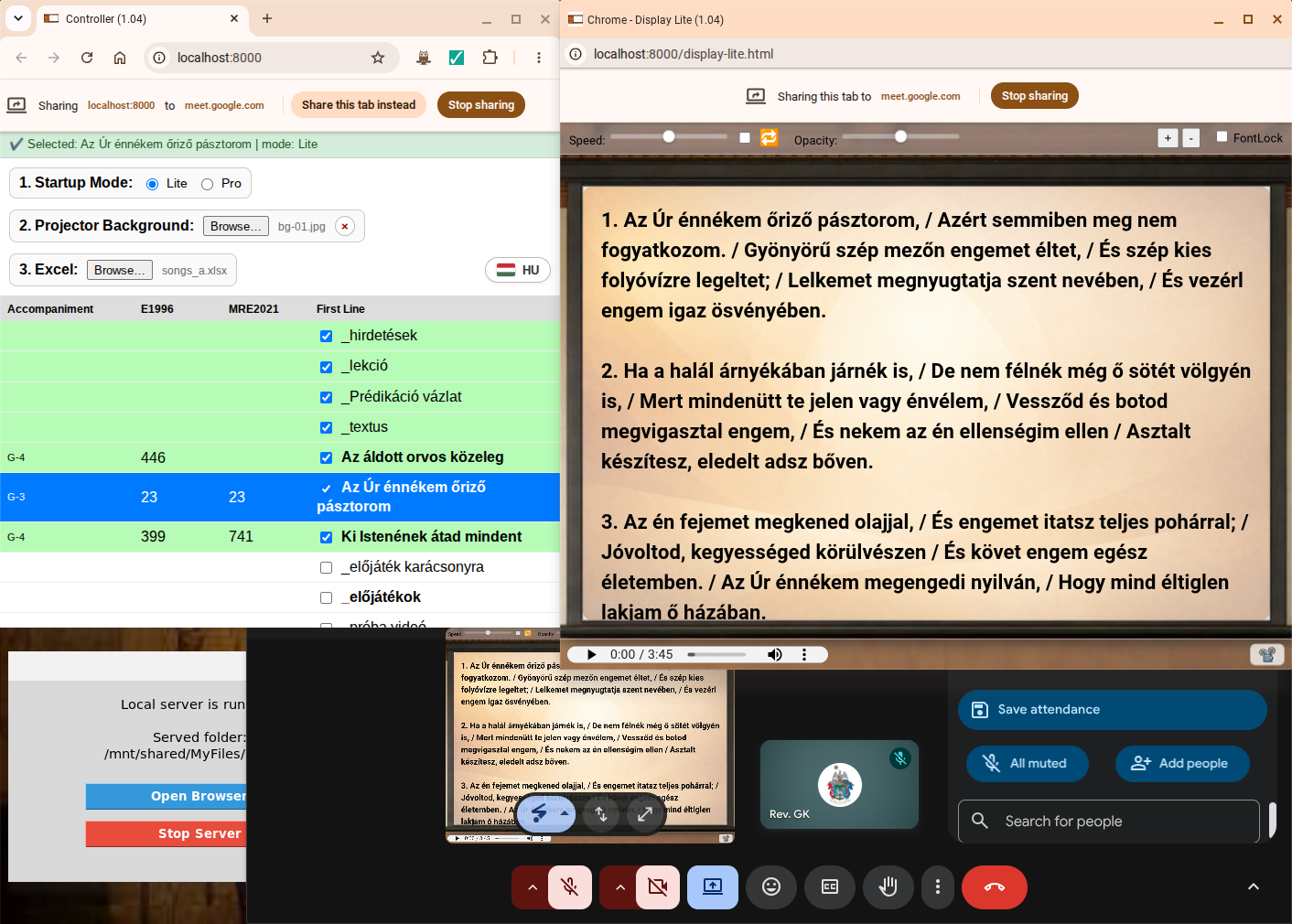 Képernyők elrendezése kivetítésnél